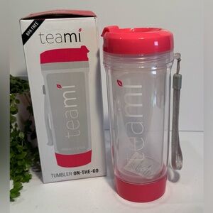 Teami Pink Tumbler On-The-Go 13.5oz Travel Container BNIB